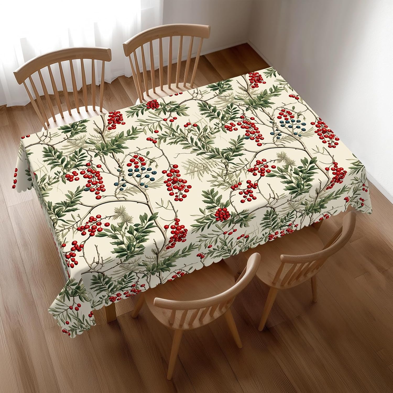 Home Textiles Premium - Taplak Meja Natal Holly Berry Motif