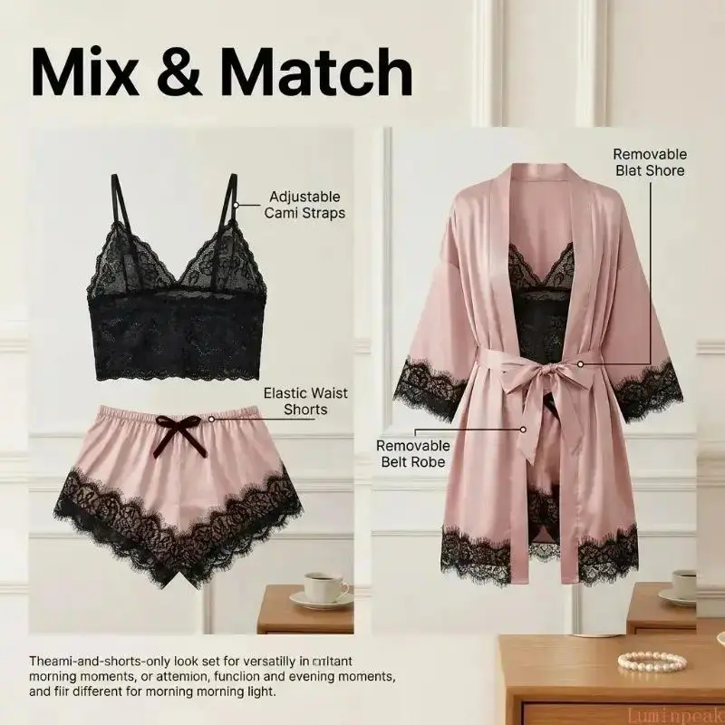 Set Piyama Satin 4 Potong untu - Home Textile ulasan dan harga