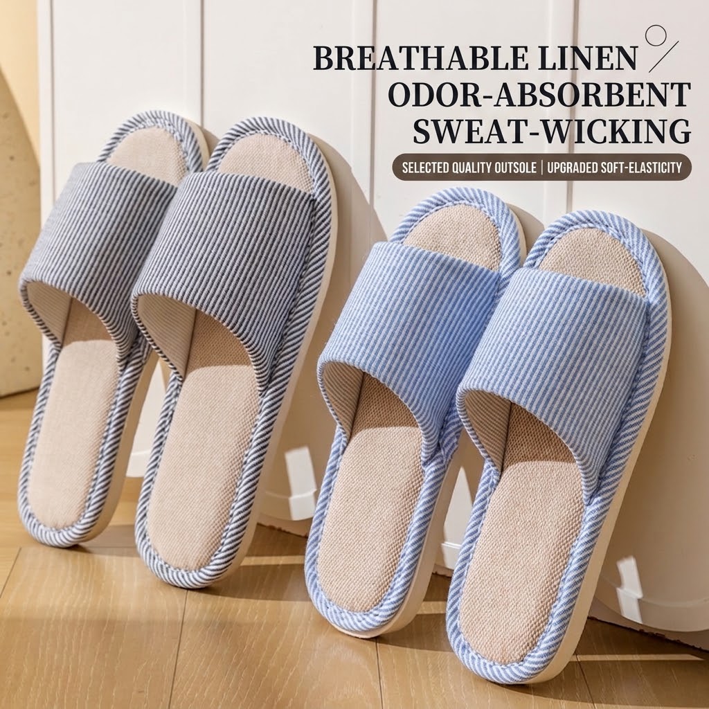 Sandal Linen Rami Bernapas unt - Home Textile ulasan dan harga