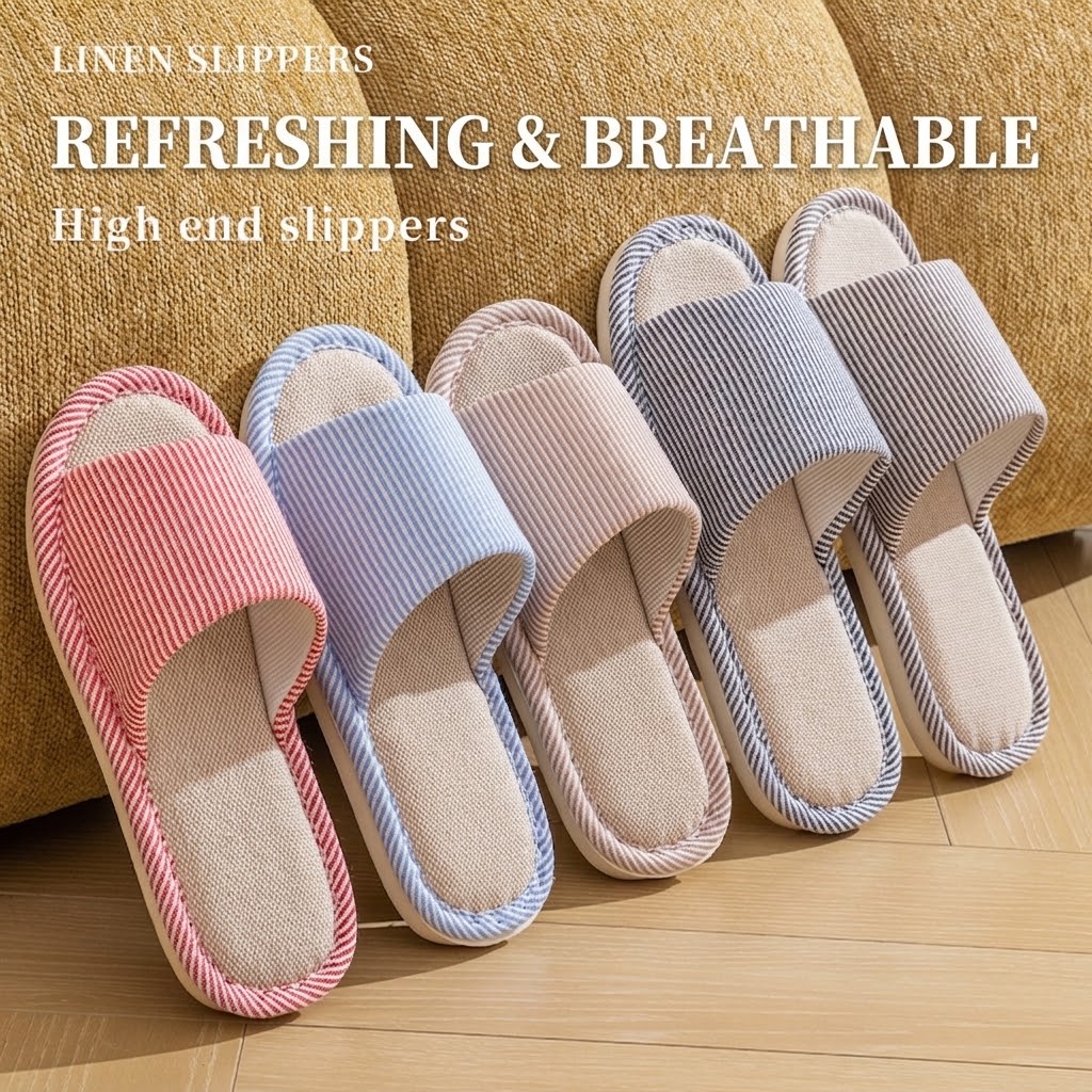 Sandal Linen Rami Bernapas unt - Home Textile ulasan dan harga