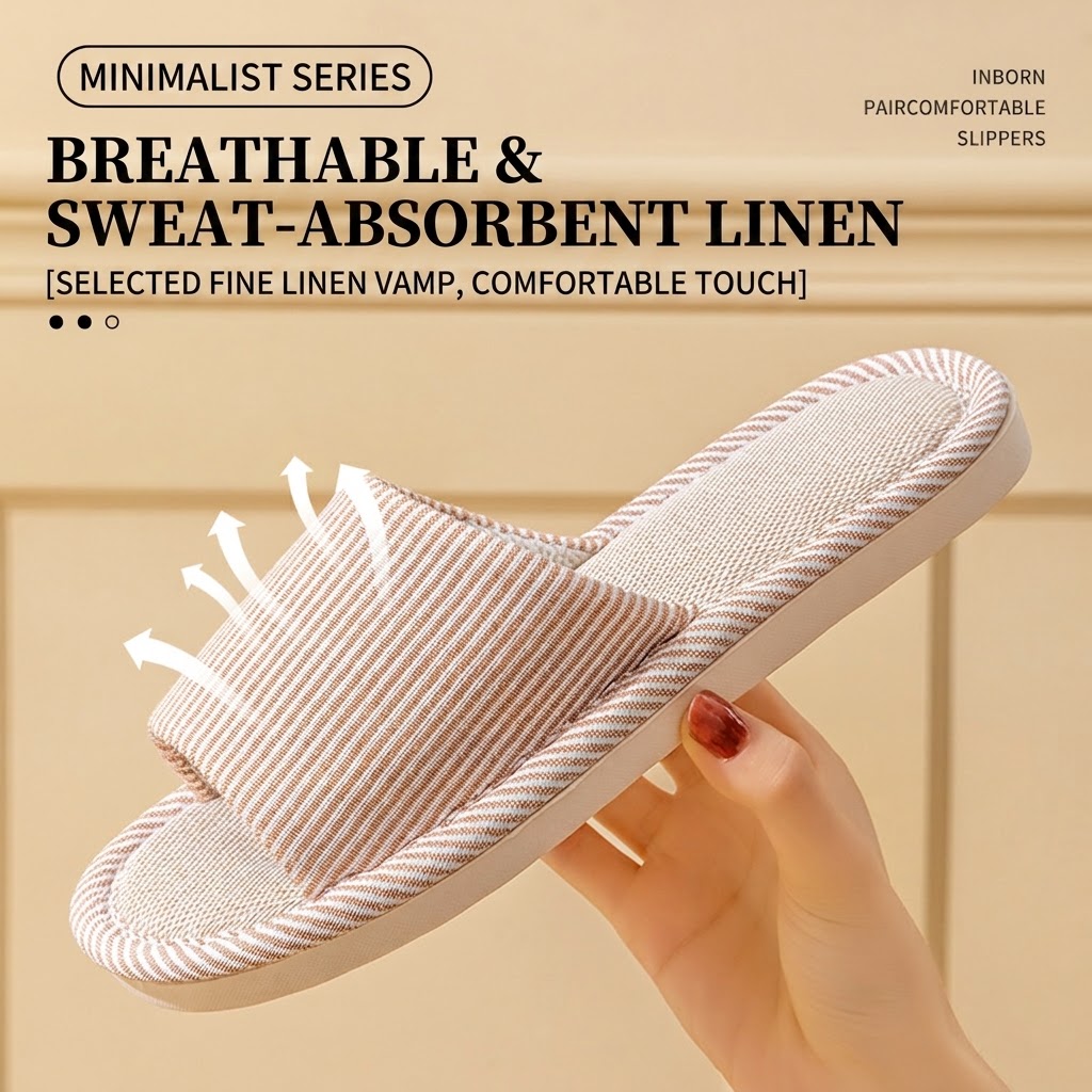 Sandal Linen Rami Bernapas unt - Home Textile ulasan dan harga