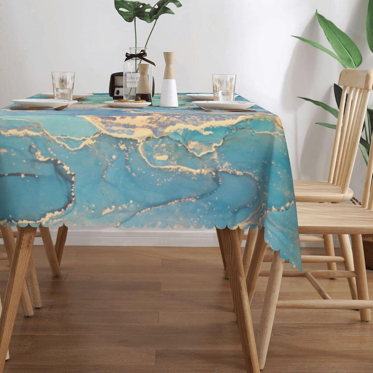 Taplak Meja Marmer Teal Mewah, - Home Textiles Premium ulasan dan harga